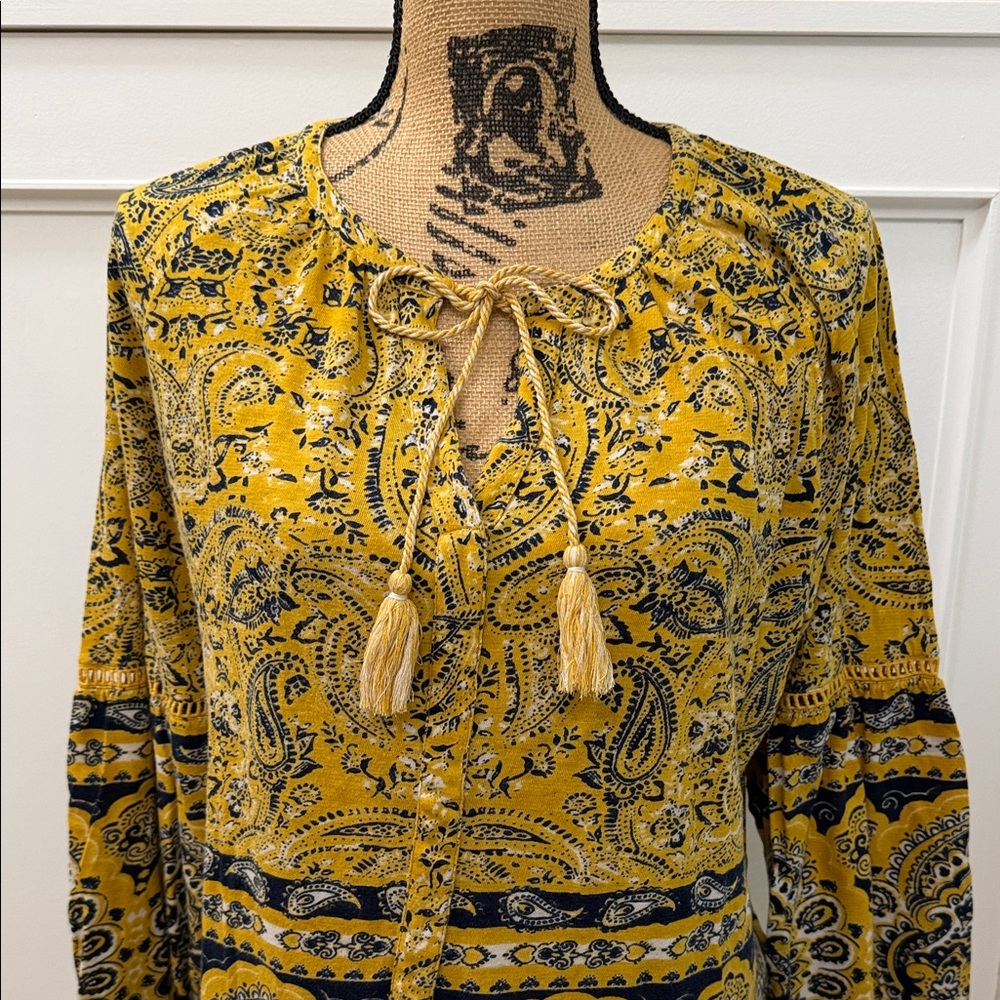 Lucky Brand Paisley Tie-Neck Blouse